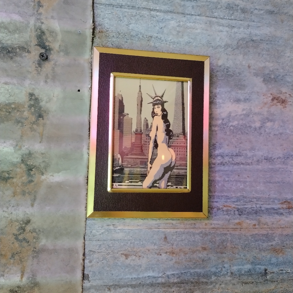 8 Bit Nude Bettie Page Rockabilly Pinup New York City Framed Mini Art Print